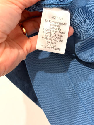 Herve Leger High Waisted Bodycon Bandage Pencil Mini Skirt Blue Women's Size XS