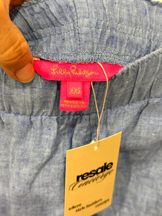 Lilly Pulitzer Brea Linen Pull On Casual Shorts Sea Salt Blue Women's Size XXS