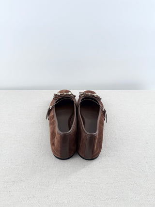 Gucci Suede Leather Horsebit Slip On Ballet Flat Dark Chocolate Women'e EU 39