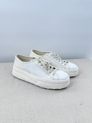 Gucci GG Canvas Low Top Platform Tennis 1977 Sneakers White Men's Size 41 / 9.5
