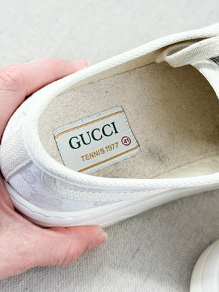 Gucci GG Canvas Low Top Platform Tennis 1977 Sneakers White Men's Size 41 / 9.5
