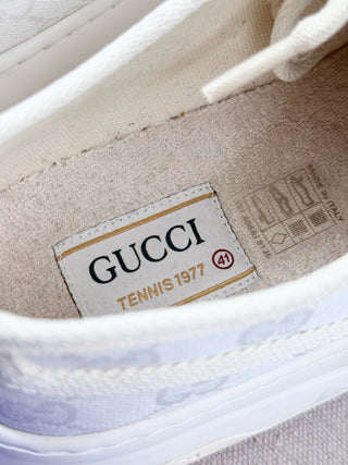 Gucci GG Canvas Low Top Platform Tennis 1977 Sneakers White Men's Size 41 / 9.5