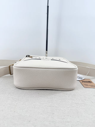 Gucci Authentic logo print leather messenger crossbody bag