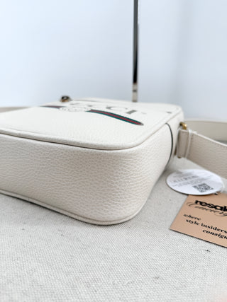 Gucci Authentic logo print leather messenger crossbody bag
