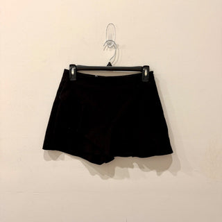 Zara Cotton Blend Ruffle Trim High Waisted Trouser Shorts Black Women's Size S