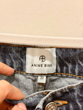 Anine Bing Mid-Rise Button-Fly Medium Wash Denim Tapered Jeans Blue Women's 27