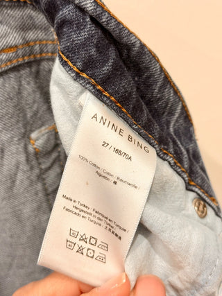 Anine Bing Mid-Rise Button-Fly Medium Wash Denim Tapered Jeans Blue Women's 27