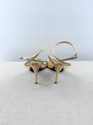 Prada crystal embellished leather sandals, 39.5