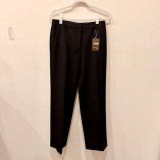 Anine Bing Wool Flat Front Straight Leg Trouser Pants Black Women's 38 FR / US 6