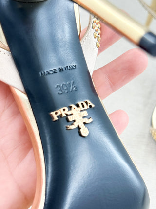 Prada crystal embellished leather sandals, 39.5