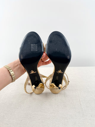 Prada crystal embellished leather sandals, 39.5