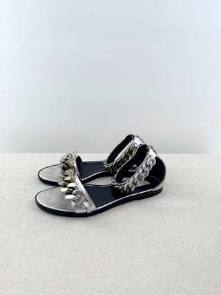 Stella McCartney faux leather sandals with chain embellishments, 38.5