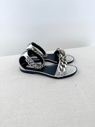 Stella McCartney faux leather sandals with chain embellishments, 38.5