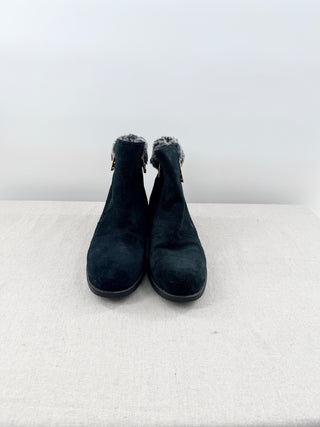 Cole Haan Quinney Waterproof Bootie with Faux Shearling Trim Black Womens 7.5