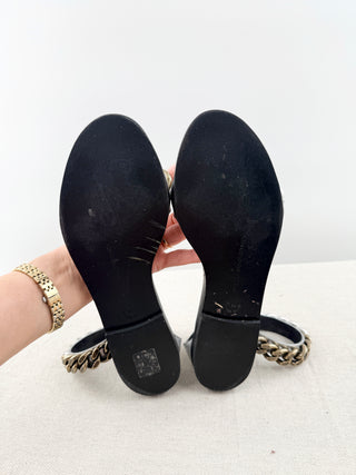 Stella McCartney faux leather sandals with chain embellishments, 38.5