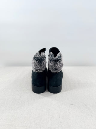 Cole Haan Quinney Waterproof Bootie with Faux Shearling Trim Black Womens 7.5