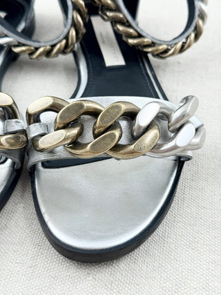 Stella McCartney faux leather sandals with chain embellishments, 38.5