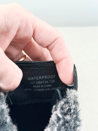 Cole Haan Quinney Waterproof Bootie with Faux Shearling Trim Black Womens 7.5