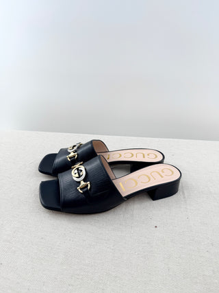 Gucci horsebit block heel slide sandals, 37