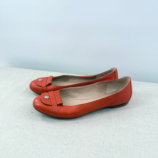Longchamp Leather Slip On Round Toe Ballet Flats Orange Women's Size EU 40