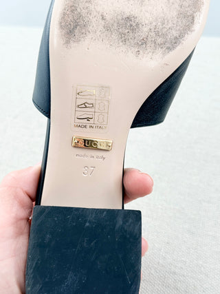 Gucci horsebit block heel slide sandals, 37