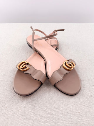 Gucci flat leather marmont sandals, 38