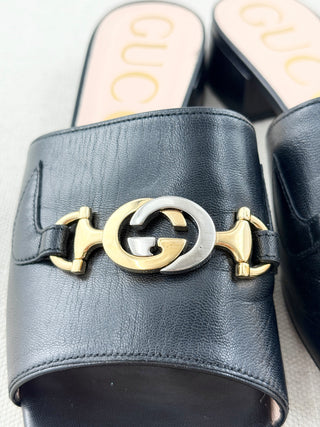 Gucci horsebit block heel slide sandals, 37