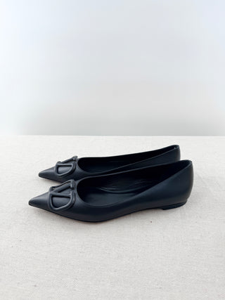 Valentino pointy toe logo flat shoes, 37