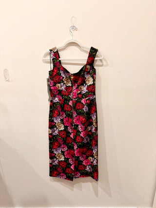 NWT Escada Dinavia Sweetheart Neck Floral Midi Sheath Dress Pink Women 34 / 6