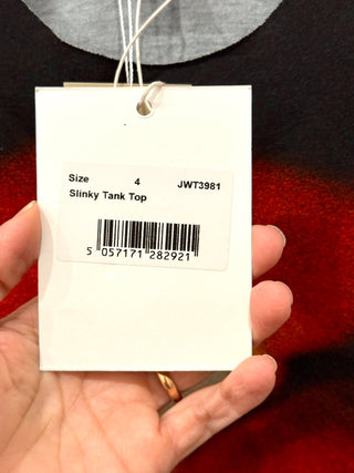 NWT Jaded London Slinky Flame Lips Sleeveless Tank Top Black/Red Women's Size 0