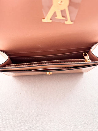 Louis Vuitton nude vernis louise clutch bag