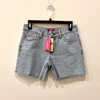 NWT Edikted Tomboy Low Rise Raw Hem Denim Jean Shorts Light Blue Women's Size S