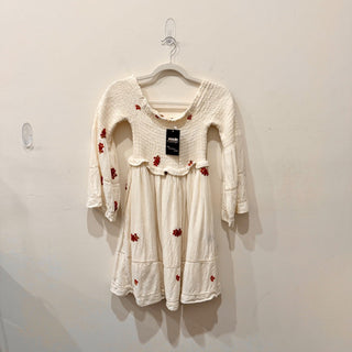 Free People Counting Daisies Off-Shoulder Mini Dress Cream/Red Women's Size S