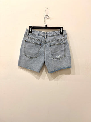NWT Edikted Tomboy Low Rise Raw Hem Denim Jean Shorts Light Blue Women's Size S