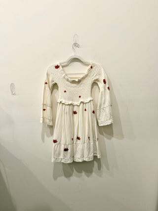 Free People Counting Daisies Off-Shoulder Mini Dress Cream/Red Women's Size S