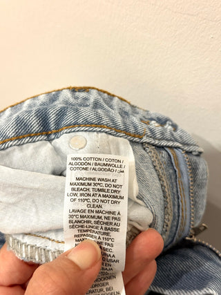 NWT Edikted Tomboy Low Rise Raw Hem Denim Jean Shorts Light Blue Women's Size S