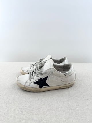 Golden Goose superstar sneakers leather and rhinestone black star, 35