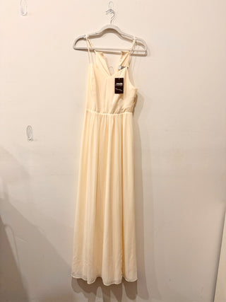 Adelyn Rae Sleeveless Spaghetti Strap V-Neck Cutout Long Dress Cream Women's XS