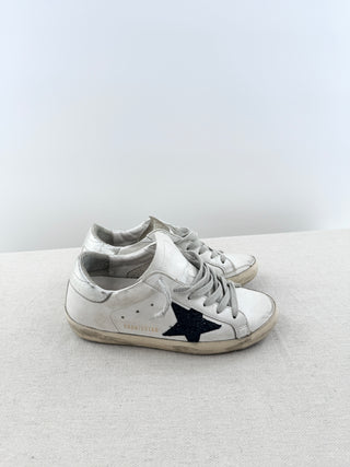 Golden Goose superstar sneakers leather and rhinestone black star, 35