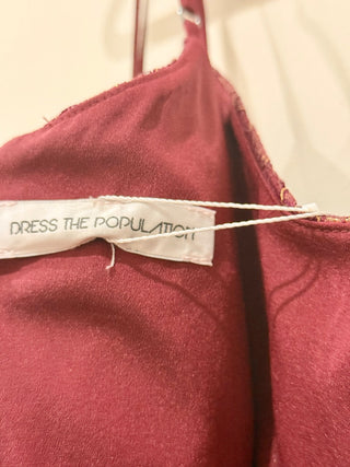 Dress the Population Antoinette Sleeveless Long Dress Burgundy/Gold Women's S