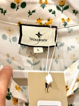 Tuckernuck Posey Maddox Floral Ruffle Long Sleeve Blouse White Womens Size Large