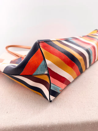 Tory Burch multicolor chevron stripe tote bag coated canvas kerrington
