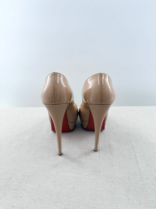 Christian Louboutin peep toe patent leather platform heels, 38.5
