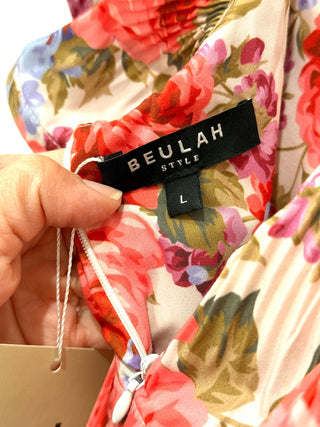 Beulah Tuckernuck Exclusive Rita Floral Pleated Tiered Midi Dress Multi Large