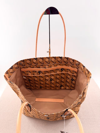 Tory Burch print tote bag canvas basketweave
