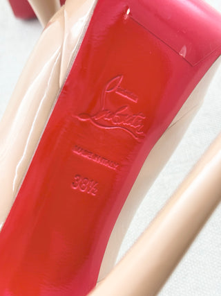 Christian Louboutin peep toe patent leather platform heels, 38.5