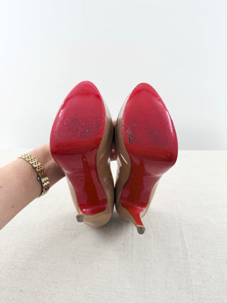 Christian Louboutin peep toe patent leather platform heels, 38.5