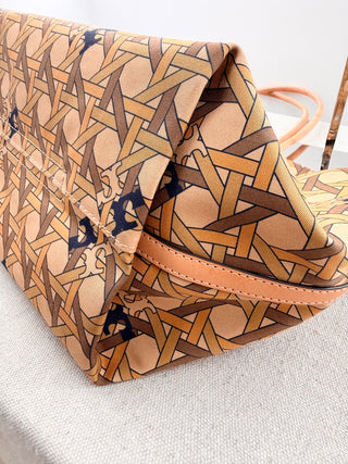 Tory Burch print tote bag canvas basketweave