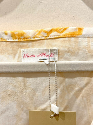 Susan Albright Bell Sleeve Printed Mini Dress Yellow / White Women's Size Large