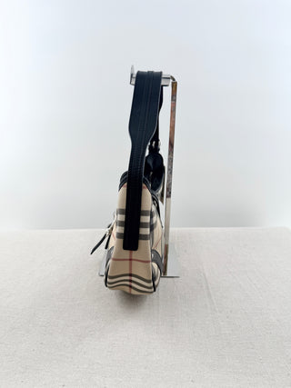 Burberry house check coated canvas baguette shoulder bag